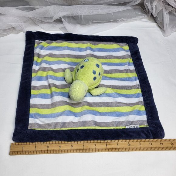 Carter's Baby Turtle 13" Lovey Security Blanket Plush Green Blue Gray Stripes - Picture 6 of 9